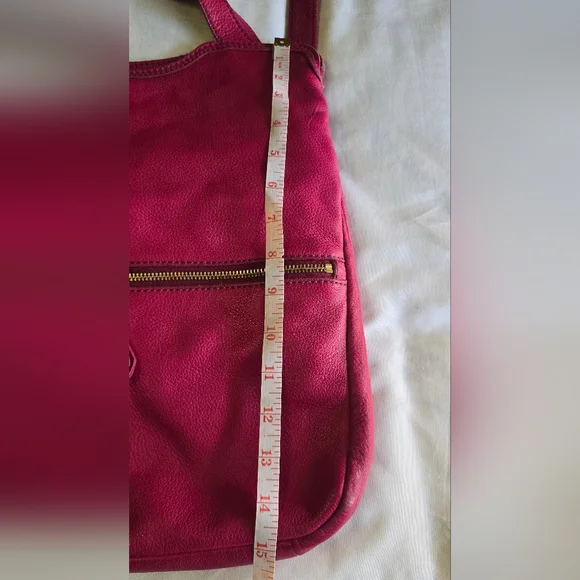 Fossil Erin Pebbled Leather Foldover Crossbody Bag Fuchsia Hot Pink Barbiecore - Picture 5 of 12